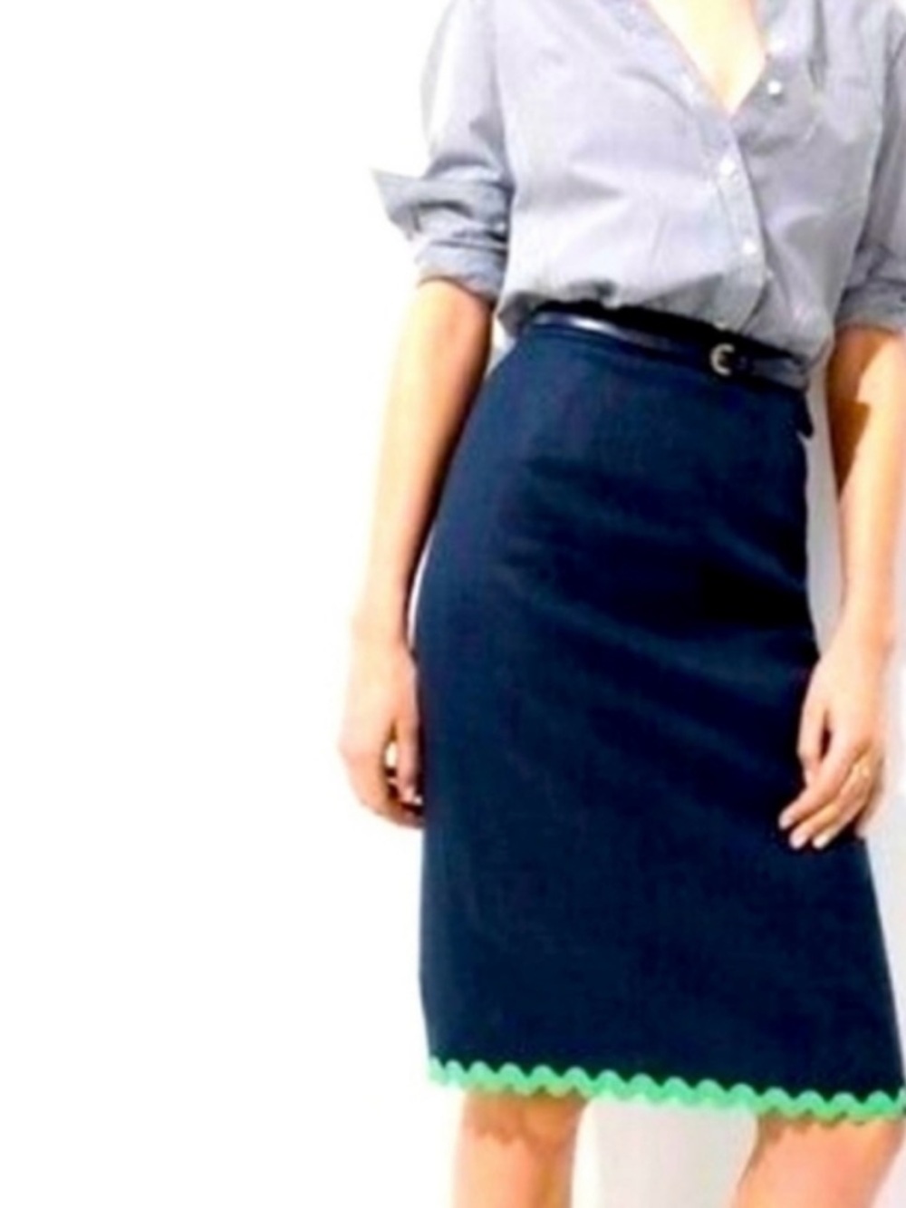 J. Crew | Skirts | J Crew Linen Pencil Skirt Navy blue 100% leinen Size 2 - Picture 1 of 9